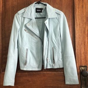 Doma powder blue leather jacket size xs